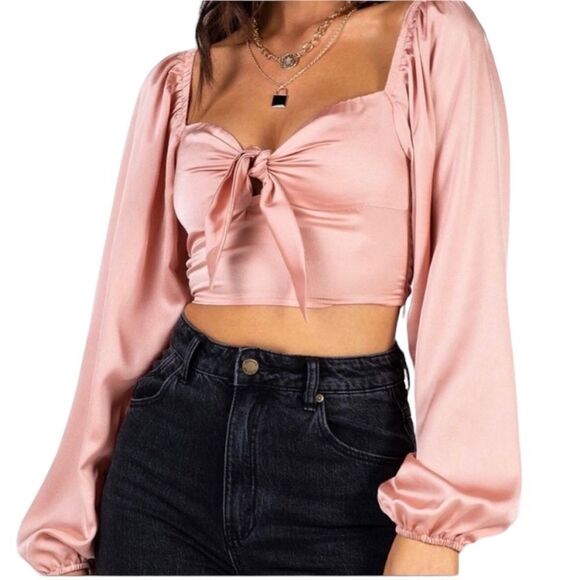 Princess Polly dusty rose pink silky Estee top size 8 - Picture 2 of 9